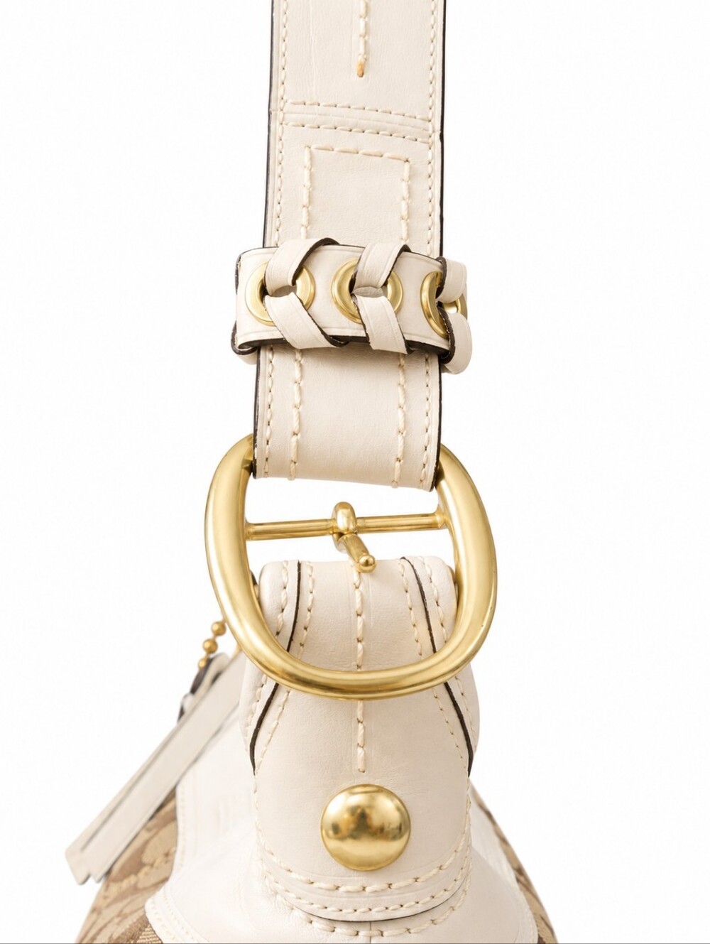 NEW Coach Bleeker Khaki Signature Canvas Duffle/Bucket With Brass Hardwre - Picture 10 of 16